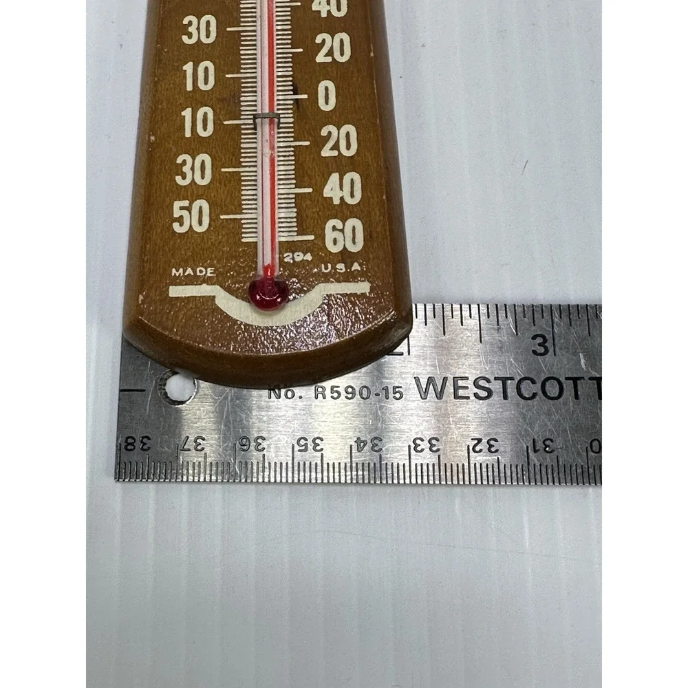 Vintage Croydon Wooden Wall Thermometer Made in USA 120°F Rustic Farmhouse Decor